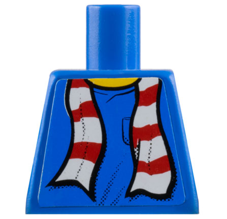 Lego Torso Shirt with Pocket, Scarf with Red and White Stripes, Yellow Neck Pattern (Sticker) / Blue