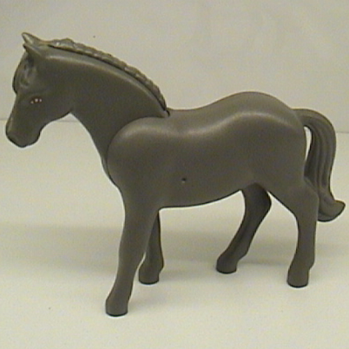 Lego Belville, Animal, Horse, with Dark Orange Outlined Eyes with White Glint Print / Dark Gray