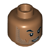 Lego Minifig Head Simon Masrani, Eyebrows, Stubble Beard, Scared / Crooked Grin, Eyebrow Raised Print