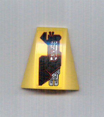 Lego Wedge 4 x 4 Triple Curved No Studs with Silver and Red Circuitry Pattern Model Left (Sticker) - Set 7721