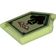 Lego Tile Special 2 x 3 Pentagonal with Nexo Power Shield Print - Stone Stun / Trans-Bright Green