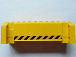 Lego Crane Section 4 x 12 x 3 with 8 Pin Holes with Black and Yellow Danger Stripes Pattern on Both Sides (Stickers) - Set 7249