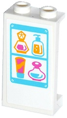 Lego Panel 1 x 2 x 3 with Side Supports - Hollow Studs with Perfume Bottles on Medium Azure Shelves Pattern (Sticker) - Set 41100
