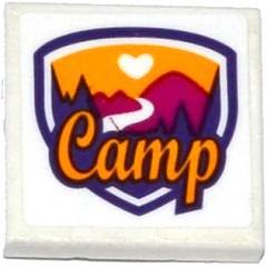 Lego Tile 2 x 2 with Friends Camp Pattern (Sticker) - Set 41122