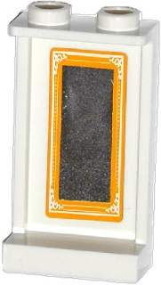 Lego Panel 1 x 2 x 3 with Side Supports - Hollow Studs with Rectangular Mirror with Bright Light Orange Frame Pattern on Inside (Sticker) - Set 41054