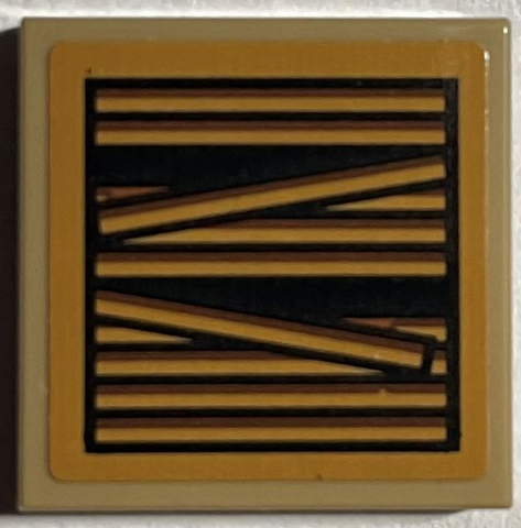 Lego Tile 2 x 2 with Air Vent with Broken Slats Pattern 1 (Sticker) - Set 76407