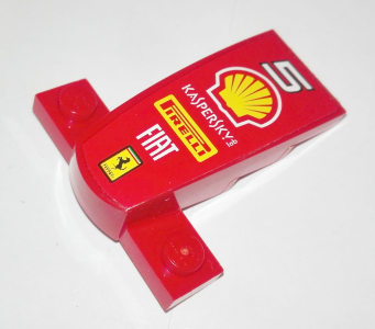 Lego Wedge 4 x 2 x 1 1/3 with 1 x 4 Base with '5', Shell Logo, 'KASPERSKY lab', 'PIRELLI', 'FIAT' and Ferrari Logo Pattern (Sticker) - Set 30190