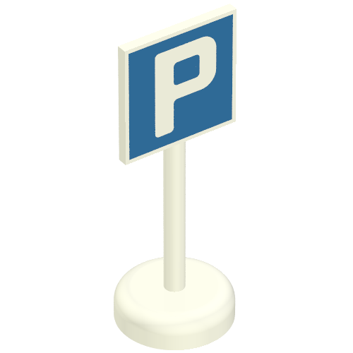 Lego Road Sign Old Square with Parking 'P' Print Single Piece Unit