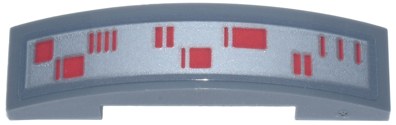 Lego Slope, Curved 4 x 1 x 2/3 Double with Silver Control Panel with Red Lines and Squares Indicator Lights Pattern (Sticker) - Set 75419