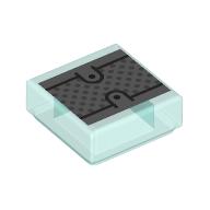 Lego Tile 1 x 1 with Silver Paneling Print / Trans-Light Blue