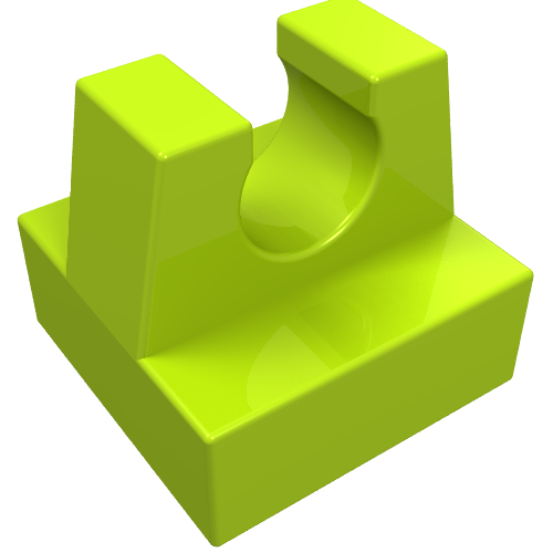 Lego Tile Special 1 x 1 with Clip and Straight Tips / Lime