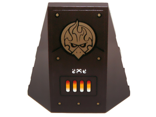 Lego Wedge 4 x 4 Triple Curved No Studs with Gold Chima Eagle Emblem, Rivets and Vents Pattern (Sticker) - Set 70147 / Dark Brown