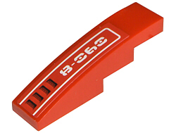 Lego Slope, Curved 4 x 1 with '8-060' and Vents Pattern Model Right (Sticker) - Set 8060 / Red