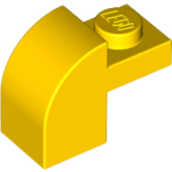 Lego Brick Curved 1 x 2 x 1 1/3 with Curved Top / Yellow