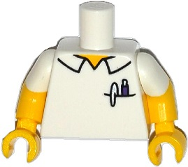 Lego Torso Simpsons Shirt with Pens in Pocket and Collar Outline Pattern / Yellow Arms with Molded White Short Sleeves Pattern / Yellow Hands
