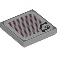 Lego Tile 2 x 2 with Bowser Jr.'s Clown Car and Barcode Print (Sticker) / Light Bluish Gray