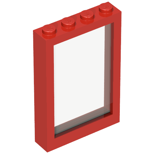 Lego Window 1 x 4 x 5 with Fixed Glass / Red