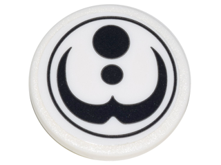 Lego Road Sign 2 x 2 Round with Clip with Black Dots and Arc in Circle Alien Conquest Logo Pattern (Sticker) - Set 70620 / White