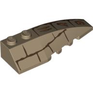 Lego Brick Wedged, Curved 6 x 2 Right with Bricks and Hieroglyphs Print / Dark Tan