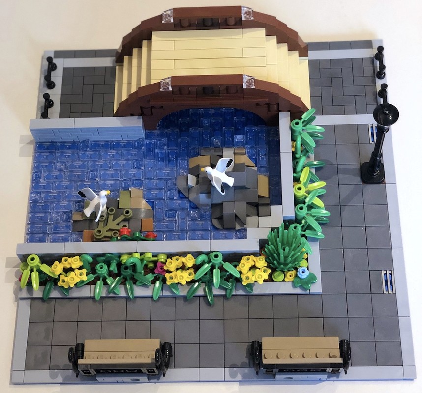 Lego Modular Bridge - Bird on Rocks