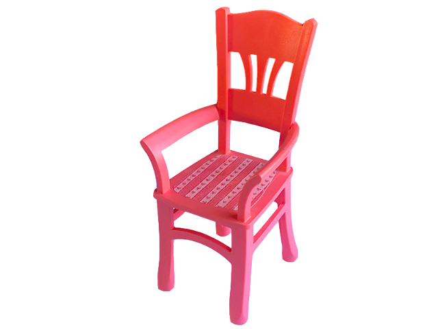 Lego Scala Chair - Highback Dining with Stripes with Hearts Pattern (Sticker) - Set 3243 / Salmon