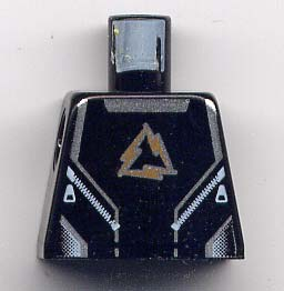 Lego Torso Alpha Team Arctic Logo, Black Shirt and Silver Lines Pattern