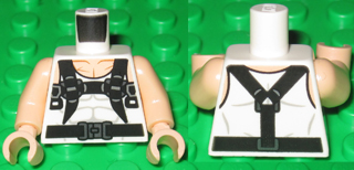 Lego Torso Spider-Man Muscles Outline with Black Suspenders Pattern (Rhino) / Light Nougat Arms / Light Nougat Hands