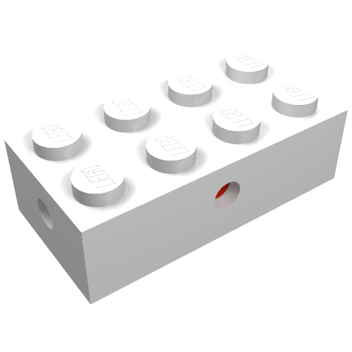 Lego Brick Special 2 x 4 with Wheel Holder Old, Clear Bottom, Red Inside / White