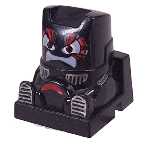 Lego Racer Driver Head, Brick Special 2 x 2 Square, White Eyes, White Mouth, Red Steering Wheel (Warrior) / Black