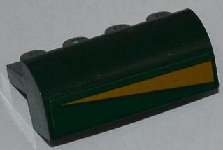 Lego Slope, Curved 2 x 4 x 1 1/3 with 4 Recessed Studs with Gold Triangle Pattern Model Left Side (Sticker) - Set 9498
