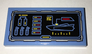 Lego Tile 2 x 4 with Batcomputer Riptide Status Pattern (Sticker) - Set 70909