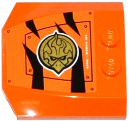 Lego Wedge 4 x 4 x 2/3 Triple Curved with Hatch, Black Stripes and Gold Chima Eagle Emblem Pattern Model Right Side (Sticker) - Set 70224