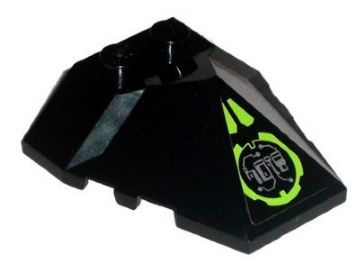 Lego Wedge 4 x 4 x 1 1/3 Pyramid Center with Lime Circle with Silver Circuitry Pattern (Sticker) - Set 8104 / Black