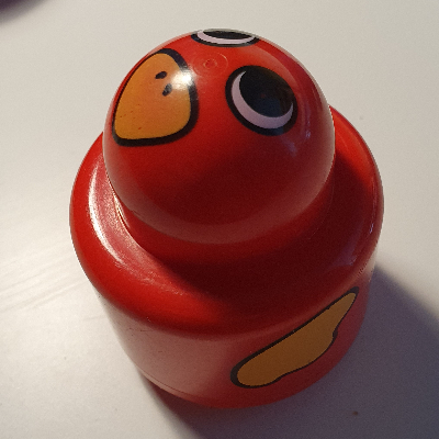 Lego Primo Brick 1 x 1 with Round Rattle, Bird Face and Yellow Wings Print