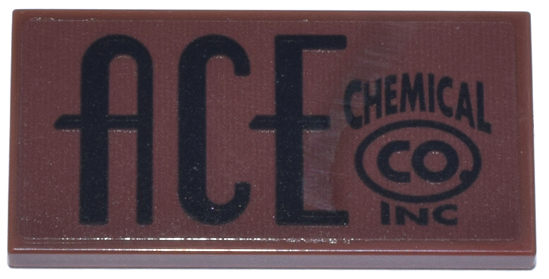 Lego Tile 2 x 4 with Black 'ACE CHEMICAL CO. INC' Pattern (Sticker) - Set 76271
