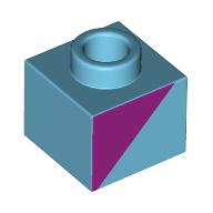 Lego Plate 1 x 1 x 2/3 with Open Stud with Mahenta Triangle print