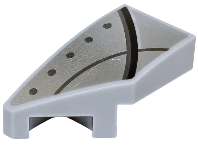 Lego Wedge 2 x 1 x 2/3 Left with Silver Armour Plates with Dark Silver Rivets and Black Outlines Pattern