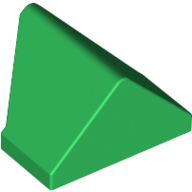Lego Brick Sloped 45° 2 x 1 Double / Inverted with Bottom Stud Holder / Green