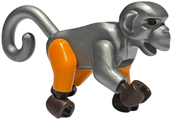Lego Monkey with Dark Brown Hands and Feet, 1 Flat Silver Arm, 1 Orange Arm and Orange Legs (Ninjago Monkey Wretch)