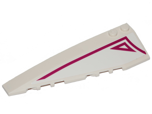 Lego Wedge 10 x 3 Left with Magenta Stripe and Outlined Triangle on White Background Pattern (Sticker) - Set 70849