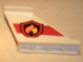 Lego Tail 4 x 1 x 3 with Fire Logo Badge on Red Stripe Pattern on Both Sides (Stickers) - Set 60010