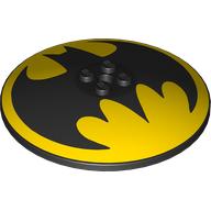 Lego Dish 8 x 8 Inverted [Radar] with Black Bat-Man Logo on Yellow Background Print (Bat Signal)