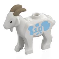 Lego Animal, Goat with Dark Tan Horns, Bright Light Blue Spots''10' print