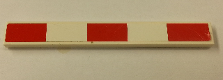 Lego Tile 1 x 8 with Crossbar with 3 Red Rectangles Pattern (Sticker) - Set 7994 / White