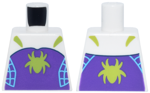 Lego Torso Lime Spider and Straps on Dark Purple Panel with Medium Azure Webbing Pattern / White