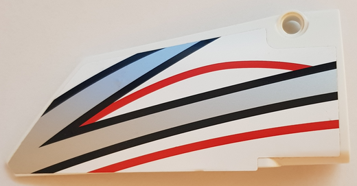 Lego Technic, Panel Fairing #18 Large Smooth, Side B with Black, Red and Silver Stripes Pattern (Sticker) - Set 42000