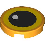 Lego Tile Round 2 x 2 with Yellow Eye, Black Pupil Print