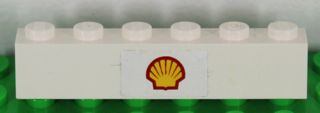 Lego Brick 1 x 6 with Shell Logo Pattern (Sticker) - Set 1256