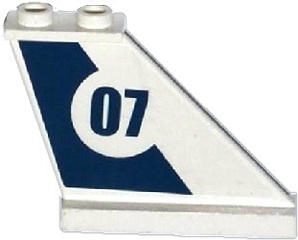 Lego Tail 4 x 1 x 3 with Dark Blue Stripe and '07' in White Circle Pattern on Right Side (Sticker) - Set 60069