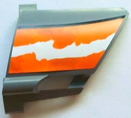 Lego Technic, Panel Fairing #22 Large Short, Small Hole, Side A with Orange and White Splatter Pattern 2 (Sticker) - Set 8297 / Dark Bluish Gray